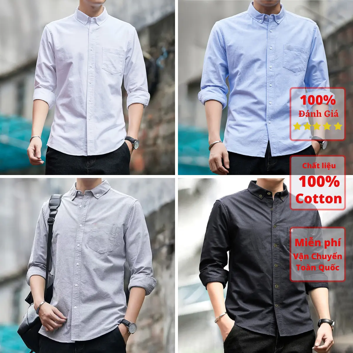 ẢNH THẬT Sơ Mi Nam Cao Cấp Túi Ngực,  Chất liệu Ox.ford 100% Cotton. Tay dài, Dáng Xuông.thích hợp mọi thời tiết. đi học đi làm đi chơi Cotton Thông thường Áo Menswear - Xmas