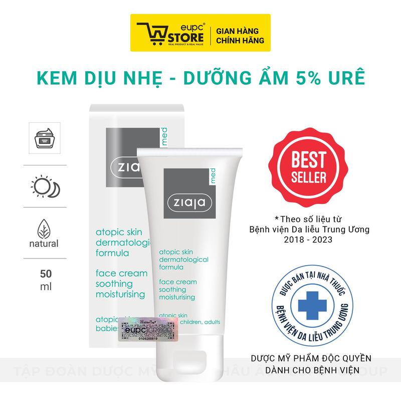   LIVE  Kem Dịu Nhẹ Dưỡng Ẩm 5% Urê Ziaja Med 50ml Giảm Khô Thô Ráp Và Nứt Nẻ da An Toàn Với Trẻ Nhỏ EUPC STORE 