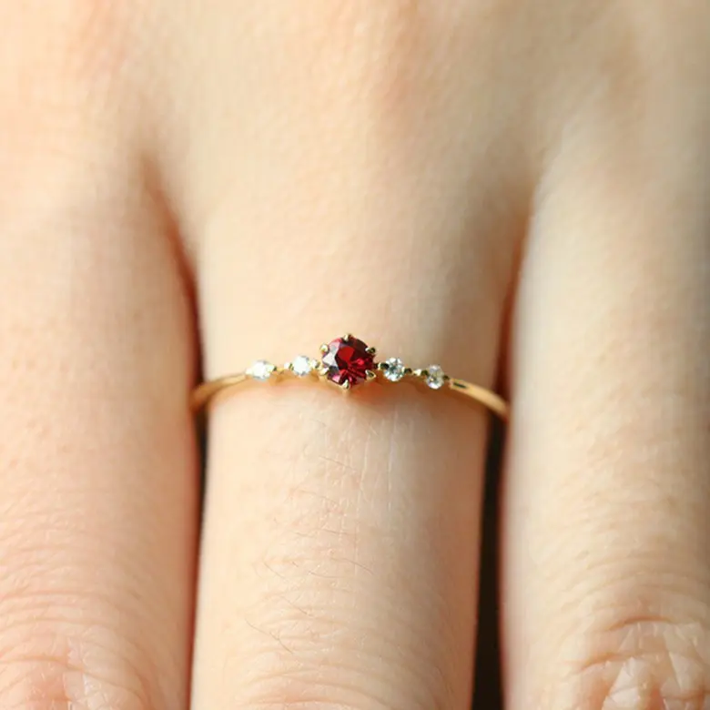 Stellar-Jewelry Yellow Red Ring Women'S European And American Fashion Engagement Band Ring