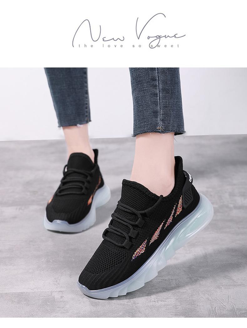 Product Introduction of Women's New Shoes for Spring Flyknit Breathable Casual Shoes Fashion Versatile Sneaker Jelly Bottom Old Beijing Cloth Shoes Pumps Closed Trainers 23