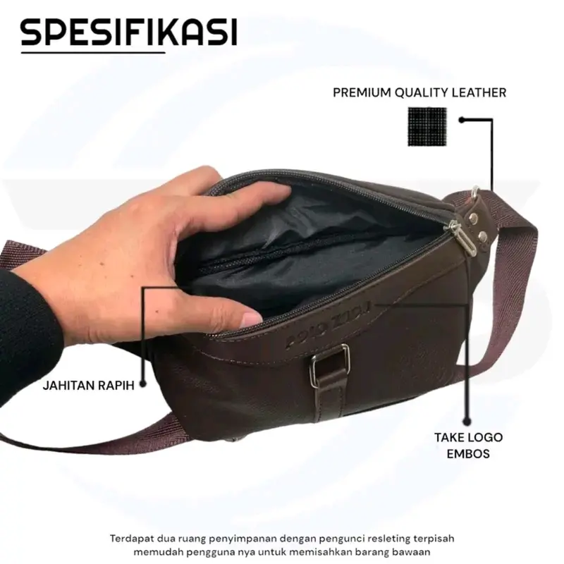 Waistbag Pria Bahan Kulit Pu leather Kekinian High Quality Premium Pinggang Cowok Slingbag 4