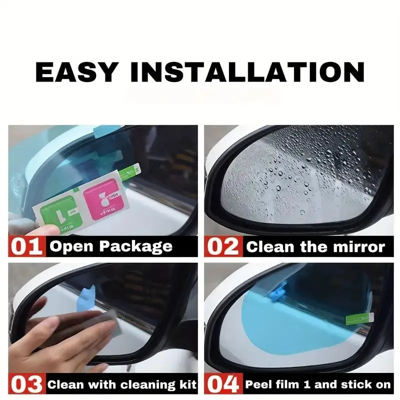 2pcs Car Rearview Mirror Rainproof Film, Anti-Fog And Water-Repellent Anti-Dazzle Rain-Proof Film For Automobile Rearview Mirror Side Window 6