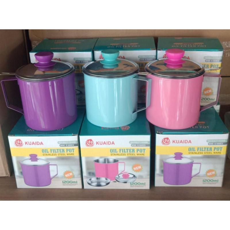 Oil Pot Warna 1200 ml Wadah Saringan Minyak Goreng 1.2Lt Stainless - Oilpot 1
