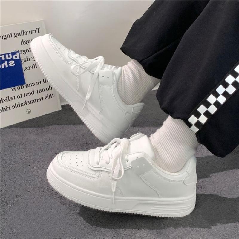 Product Introduction of White shoes new thick sole pure white round head student lace-up casual shoes female Running Shoes Sports Footwear 2
