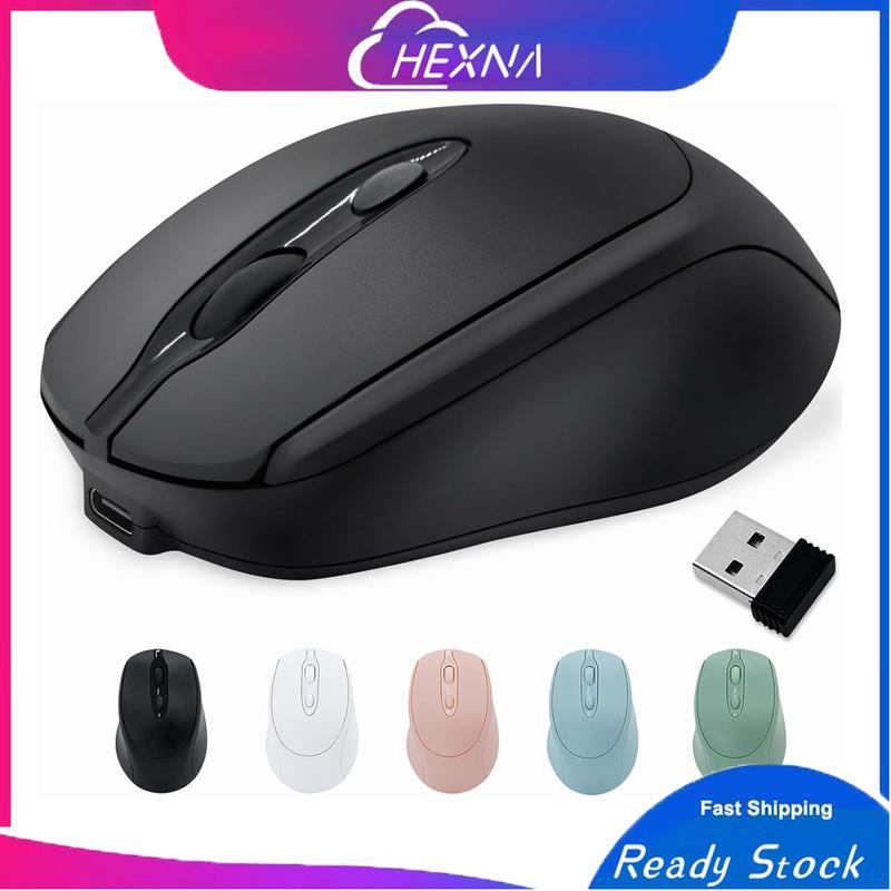 Chuột không dây Bluetooth, có thể sạc lại, dành cho máy tính xách tay, chế độ kép im lặng, chuột máy tính Cầm Tay với bộ thu USB 2.4G