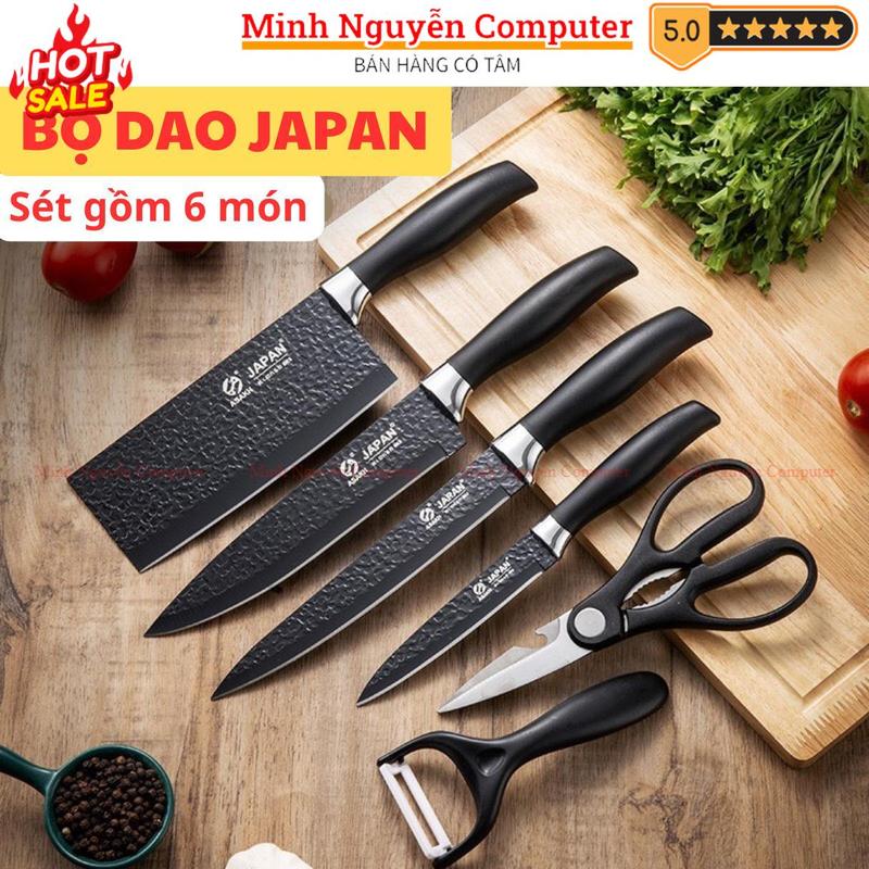 Bộ dao nhà bếp nhật bản 6 món, dao bếp nhật chất liệu thép không rỉ, sắc bén, bền đẹp