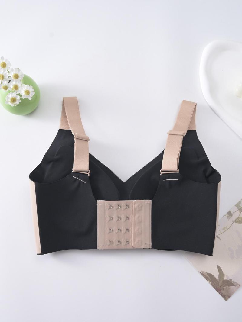Product Introduction of Women's Colorblock Adjustable Strap Wireless Bra, Casual Comfortable Breathable Push Up Bra, Ladies Lingerie for All Seasons 6