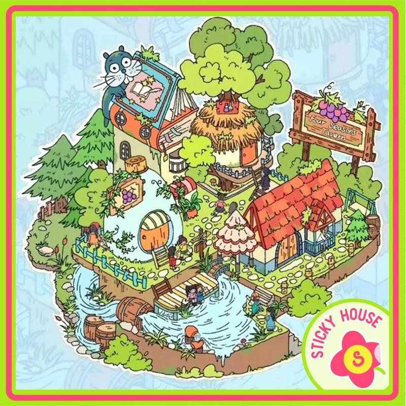 [Upadate mẫu mới ] Sticker 3D Eleven tenants phiên bản giới hạn hình dán trang trí , nhãn dán cảnh quan 3D, sticky house 3