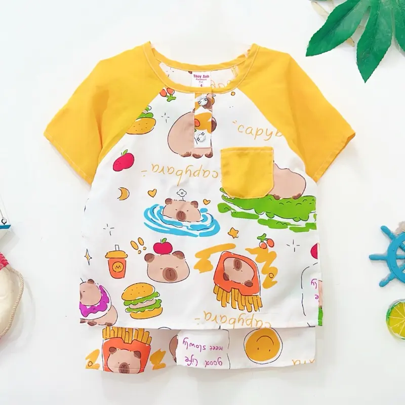 TOLEXINH [9kg-22kg] đồ bộ bé trai tay ngắn quần đùi phối màu - vải tole loại 1 [FREESHIP]
