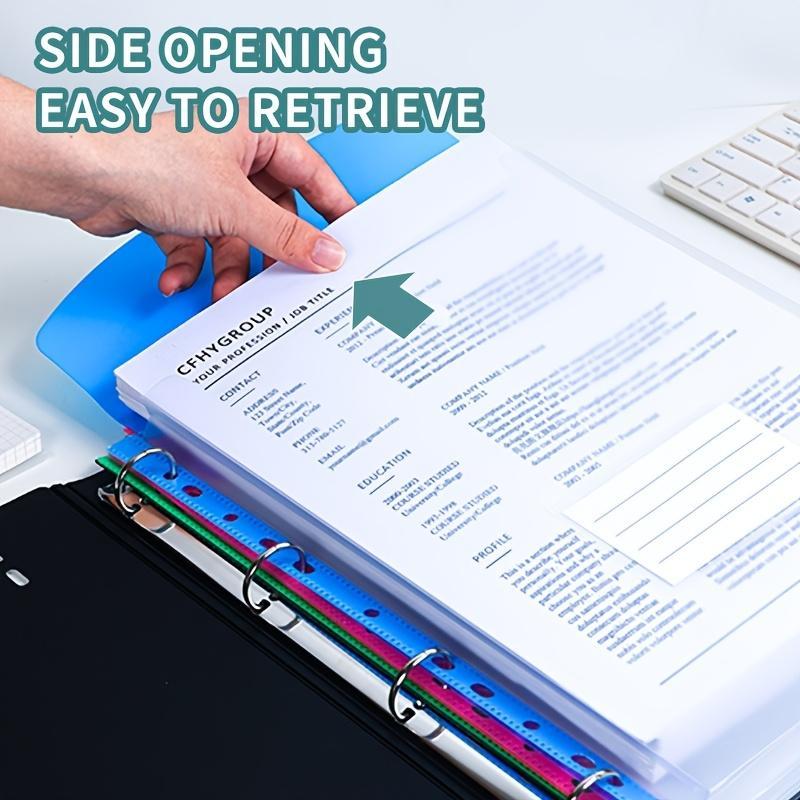 A4 File Folder, 6/60pcs Colorful File Binder with 11-hole Binder Rings, Expandable Button and Label Pockets for School, Home, Office, Travel 5