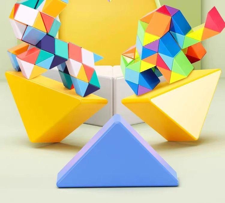 Product Introduction of Macaron Rainbow Variety Magic Ruler 24/36/48/60/72 Children's Educational Toys Rubik's Cube can be spliced and deformed 1
