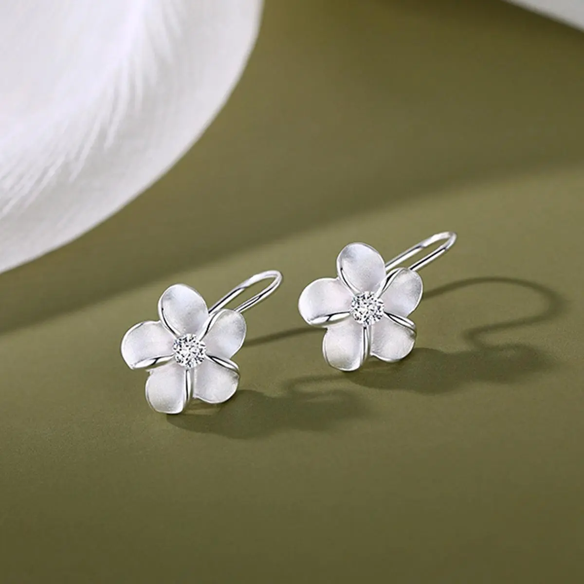 Silver Flower Earrings Simple Earrings Fashionable Earrings Earrings