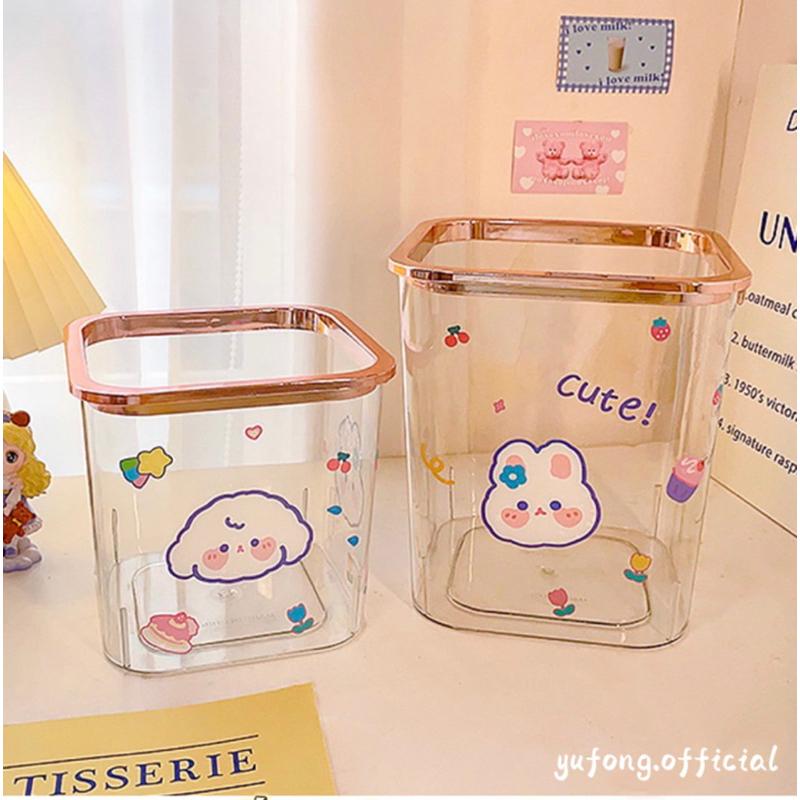 Thùng rác máy tính để bàn Nhà dùng phòng ngủ sang trọng ins phong cách cao màu mini sáng tạo tối giản giỏ giấy giỏ rác đ thùng rác