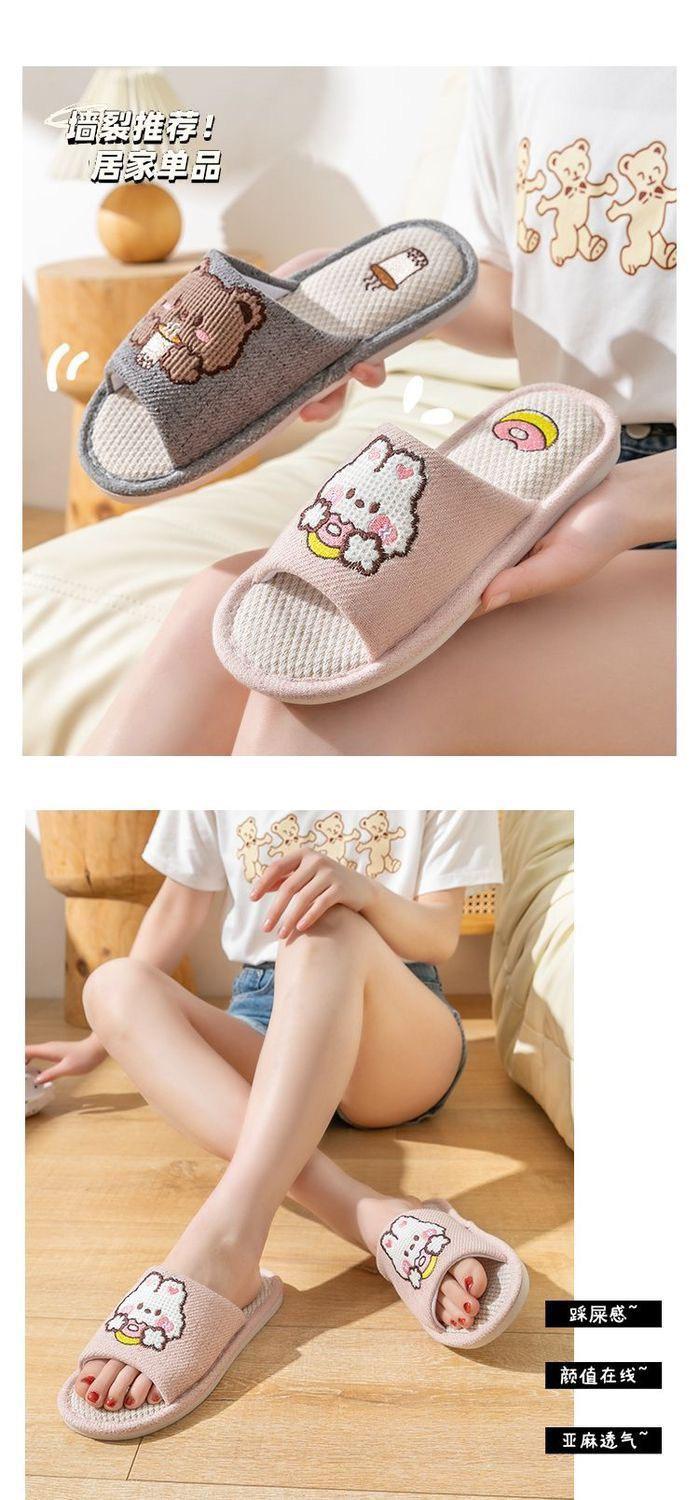 Product Introduction of Dép Vải Lanh,Dép Văn Phòng Đi Trong Nhà Hình Thỏ Donus & Gấu Trà Sữa Siêu Dễ Thương Cao Cấp New2025 - 4 Màu Sắc Cute - Slipper 22