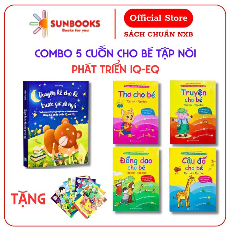 Combo 5 cuốn - Tủ Sách Tiềm Thức Cho Bé 0-6 Tuổi ( Thơ - Đồng Dao- Truyện - Câu Đố) và Truyện Kể Trước Giờ Đi Ngủ Phát Triển EQ - IQ - Tặng 1 cuốn truyện song ngữ