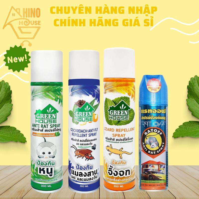 Chai Xịt Đuổi Côn Trùng Chuột Gián Kiến Thằn Lằn GreenHouse 300ml Thái Lan - Hinohouse