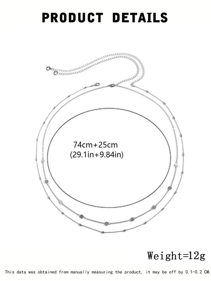 Product Introduction of Women's Simple Style Plain Color Beaded & Round Charm Waist Chains, Casual Trendy Waist Chain for Party & Daily Clothing Decor, Trendy All-match & Exquisite Jewelry for Birthday Gift 1