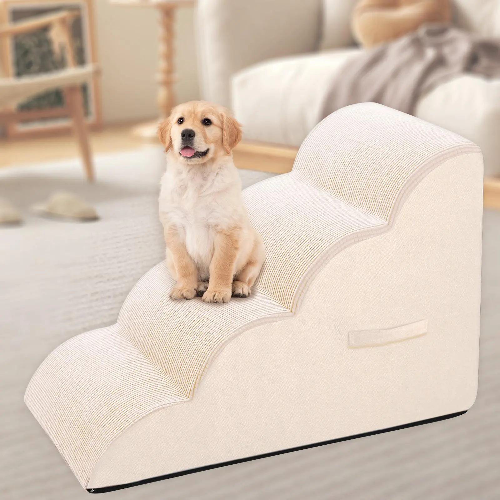 Dog Stairs, Non-slip Pet Steps, Removable & Washable Sofa Bed Ladder for Dogs Injured, Older Dogs Cats, Puppy Pet with Joint Pain