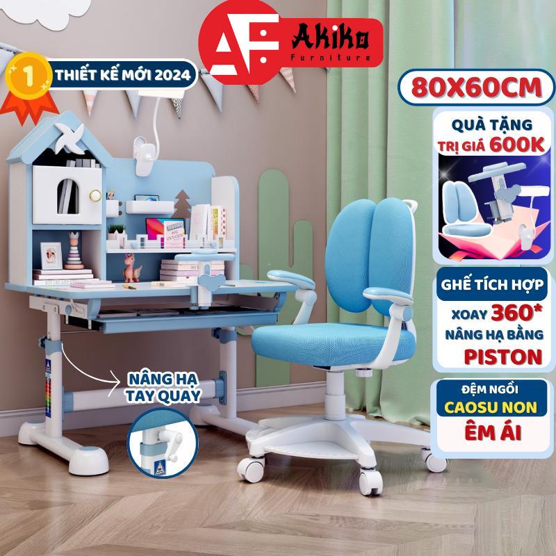 Bộ bàn học trẻ em F10A, bàn học chống gù có kệ sách mới ,nâng cấp ghế xoay 360 có bánh xe