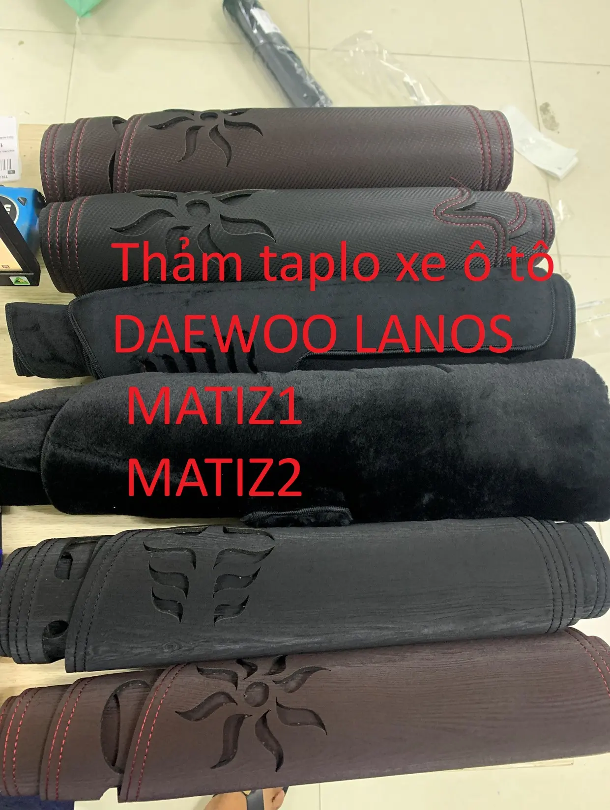 Thảm taplo xe ô tô DAEWOO LANOS - MATIZ1 - MATIZ2 - da carbon - da vân gỗ cao cấp - nhung chống nắng chống nóng cho bề mặt taplo xe Thảm Taplo