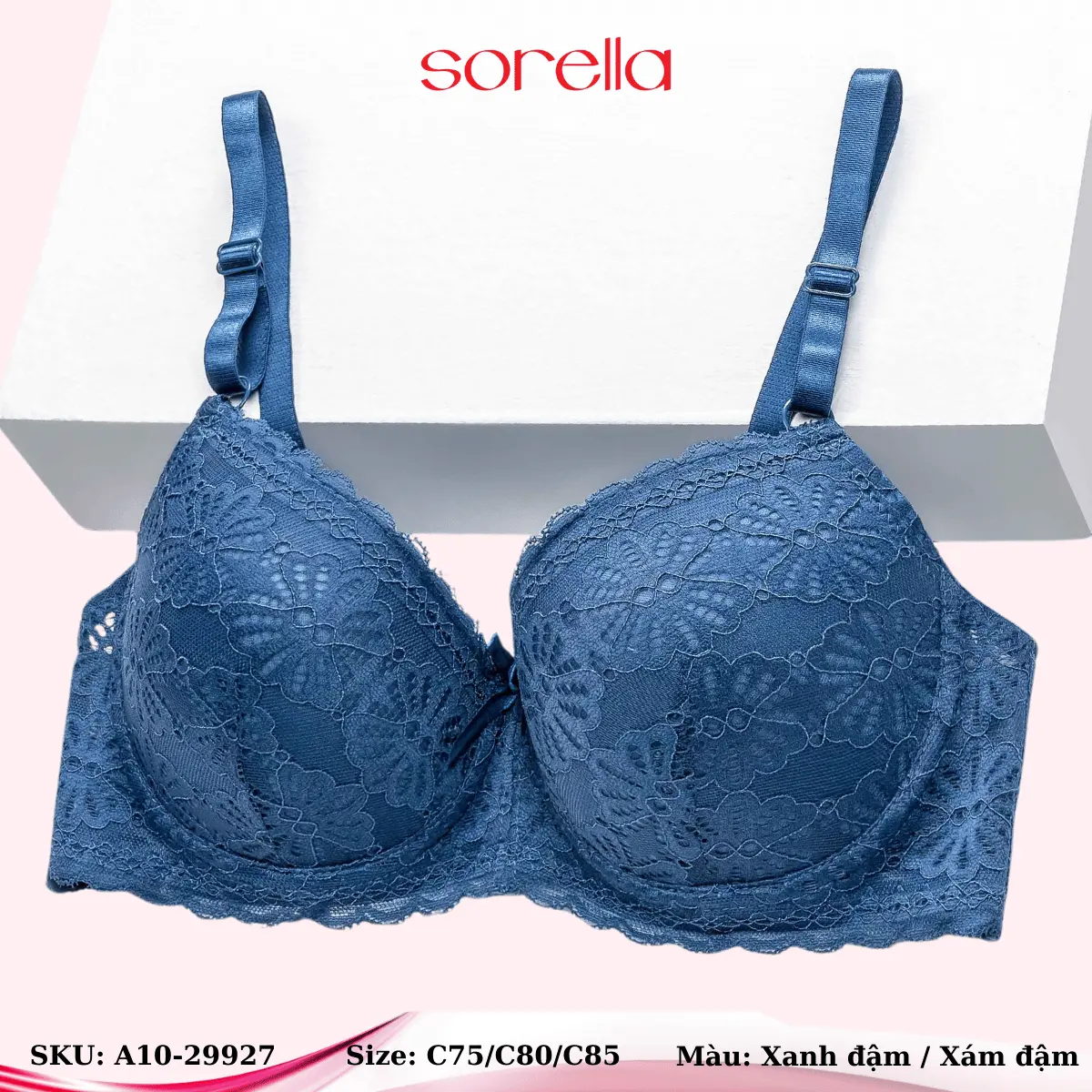 Áo lót nữ A10-29927 nhãn hiệu Sorella cúp xéo 3/4, có ren, có gọng, mouse mỏng Bra