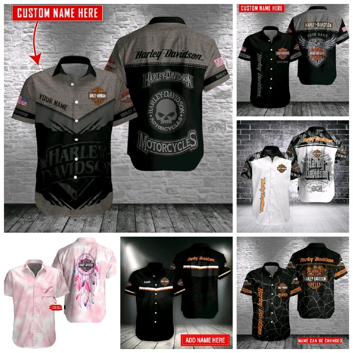 kemeja pria keren harley davidson fullprint sumblimation original premium Printing Baju Motif