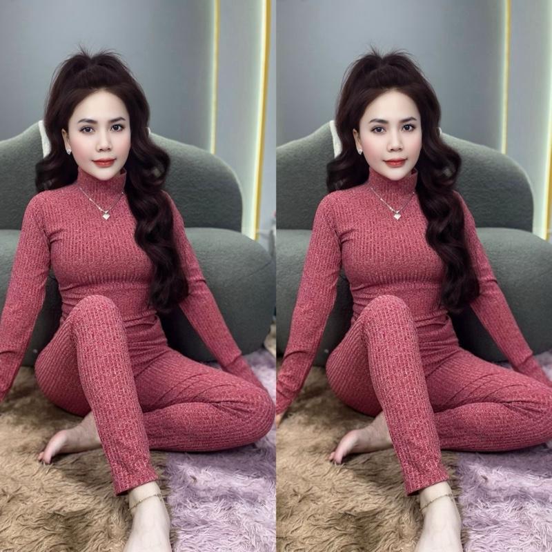 Set Bộ CỔ LỌ TAY DÀI- QUẦN BAGGY, Chất liệu vải tiêu dày dặn,Đồ Bộ Nữ Top Women, Size từ 35- 77kg