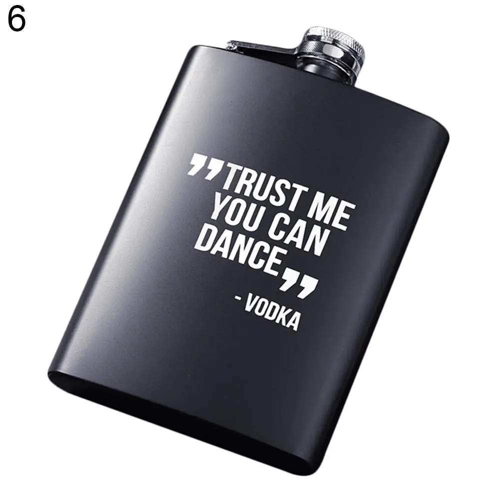 Elecoms 8oz Men Funny Letter Print Stainless Steel Hip Flask Whiskey Alcohol Container