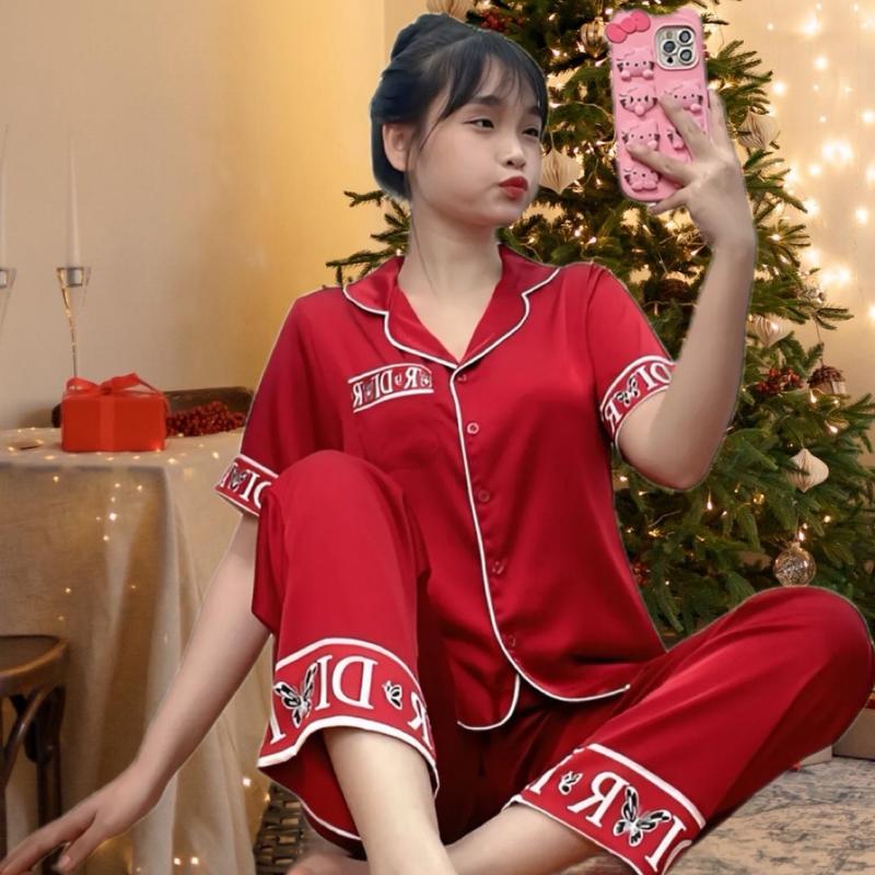  Đồ bộ MÀU  TN phối  NẸP chất vải latin mặc nhà pijama nữ tay dài quần dài nhiều mẫu lựa chọn 4 size  40_75 kg _ Xưởng May Thanh Thảo Women Voi Voan Quần Ngủ 