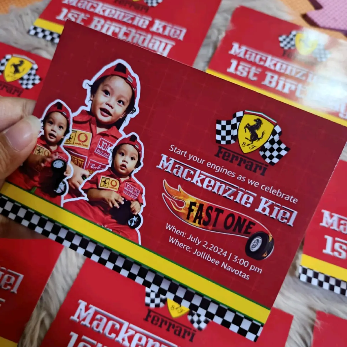 Personalized Race Car Theme Party Invitations