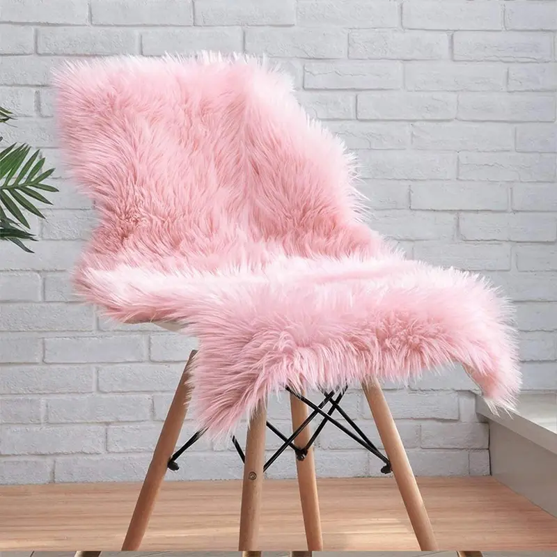 Solid Color Soft Fuzzy Rug, 1 Count Irregular Non-slip Floor Carpet, Faux Fur Cozy & Comfortable Mat For Home Living Room Bedroom Decor 2