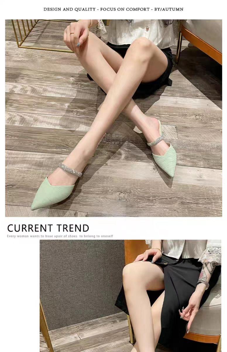 Product Introduction of Dép Bít Mũi Cho Nữ, Bộ Sưu Tập Xuân / Hè Mới 2024, Dây Đeo Đính Đá Giày Cao gót, Gót Nhọn, Thích Hợp Với Váy, Dép Tinh Tế Giày Nữ 8