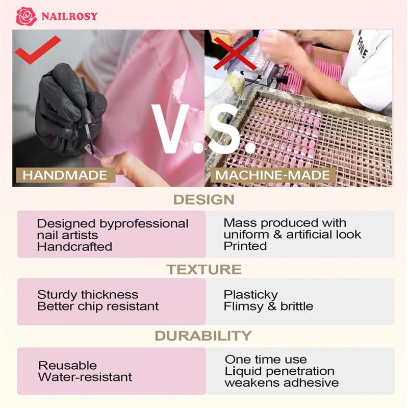 Product Introduction of 10pcs Handmade Press on Nails Kit Included Box Nail Glue Stickers Diamond Fake Nail Tips Cute Elegant Kawaii Japanese Style Modern Neutral Classical Cute Glossy Glitter Polish Cosmetic Short Medium  Acrylic Manicure Gel Cutics 6