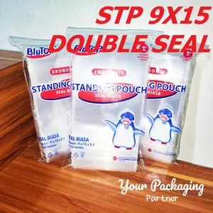 STANDING POUCH 9x15 STP DOUBLE SEAL / KEMASAN PLASTIK BERDIRI KLIP TEBAL  ISI 50 PCS BY KLIPINDO