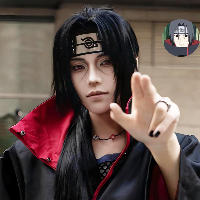 Tóc Giả, Itachi Uchiha, Tóc Thẳng Dài, Cosplay Naruto, Phong Cách Anime, Mũ Đội Đầu Đầy Đủ, Tấm Gương Thứ Hai, Tấm Che Mặt, Chủ Đề Naruto, Thích Hợp Cho Cosplay, Anime, Tóc Cosplay Cosplay Anime Naruto 4