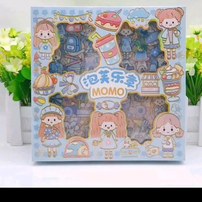 Sticker versi Momo masu Isi 100 lembar 1 box Motif Random Murah sticker Waterproof Paper