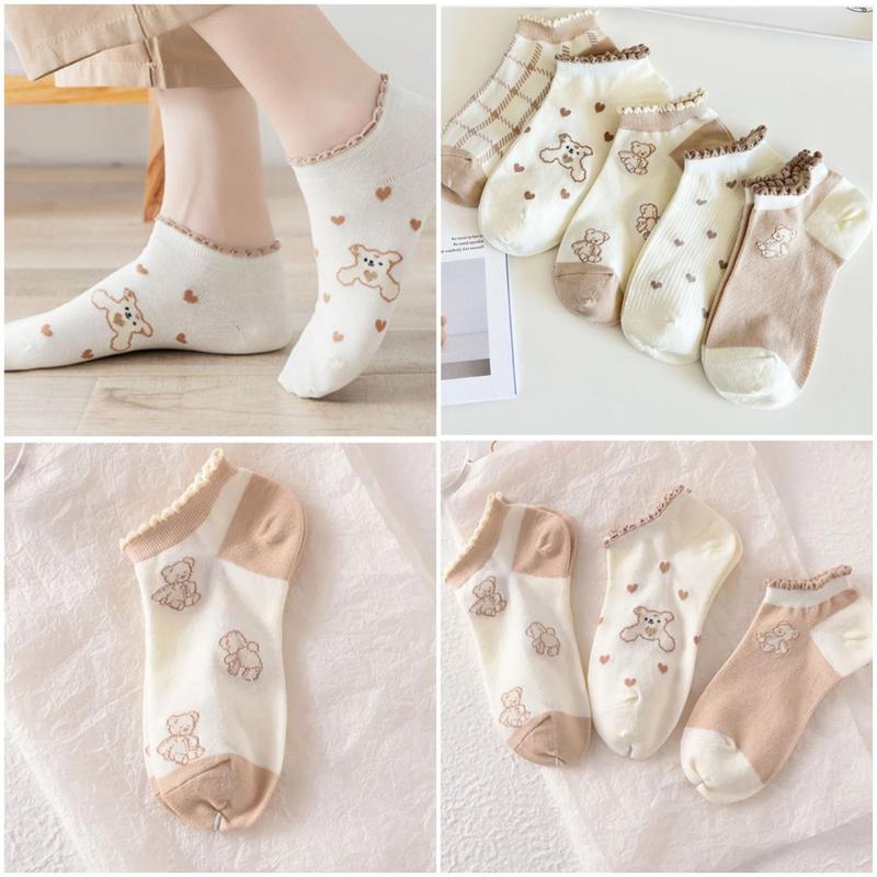 Product Introduction of Combo 10 đôi Vớ , tất  dệt kim, tất gấu BROWN  loại chất ĐẸP ( có tách lẻ 5 đôi )- tất nữ cổ ngắn Women 3