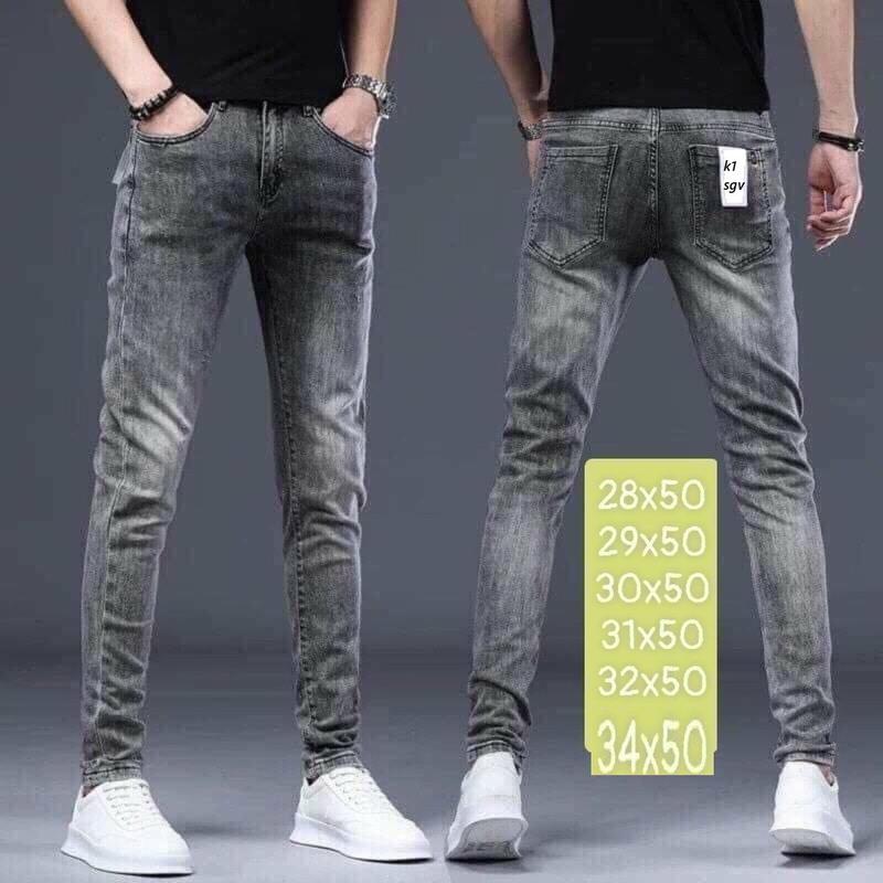Quần jean nam co giãn ,quần bò nam màu xám xước nhẹ,form chuẩn kplll