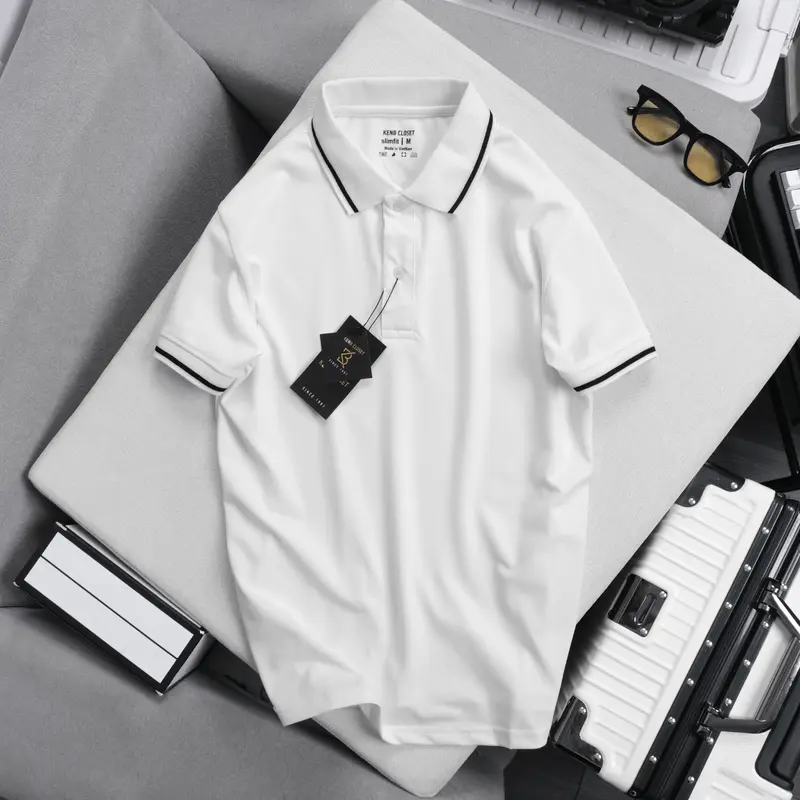 Áo thun nam POLO KENB cổ trụ ngắn tay vải cá sấu phối viền nhiều màu cao cấp thoáng mát mềm mại co giãn 7