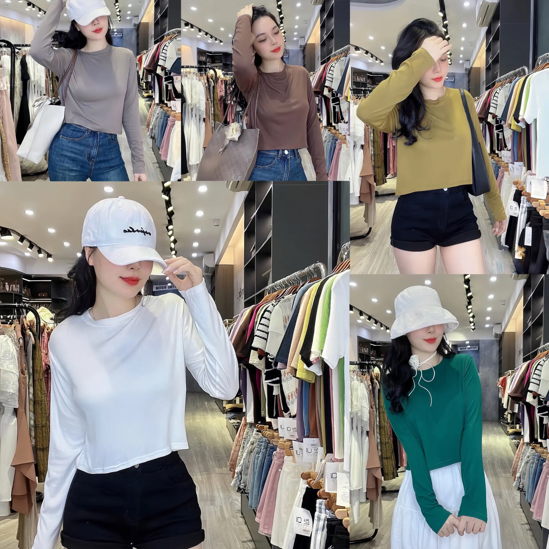 Áo thun dài tay chất cotton dày dặn, 7 màu dễ mặc