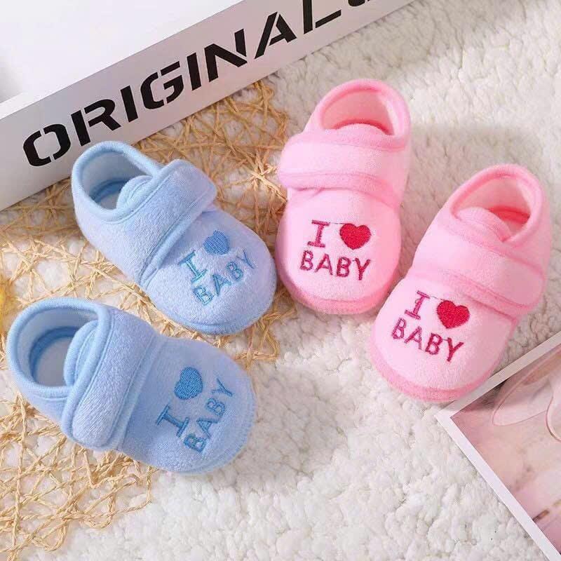  Giày tập đi I Love Baby Chất Nhung Mềm Mịn Đế Hột Chống Trượt cho Bé từ 0 đến 12 Tháng Voi Jean 