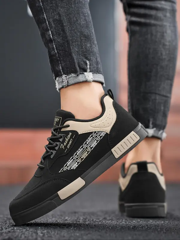 Men's Fashionable Lace Up Low Top Sneakers, Casual Comfortable Breathable Sports Shoes, Male All-match Round Toe Skate Shoes for Daily Wear 3