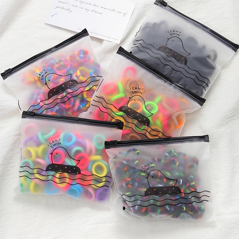 Combo 100 dây thun nhỏ cho bé buộc tóc kèm túi nhựa nhiều màu co giãn giá rẻ CB06