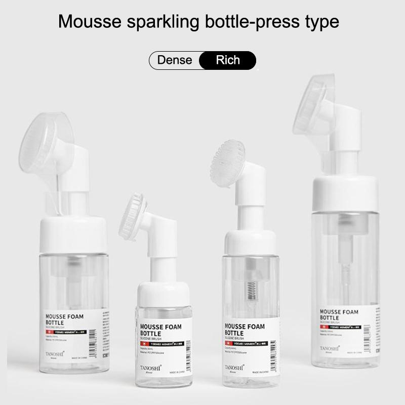 Product Introduction of 1PCS 30/60/100/150ml Empty Froth Foaming Pump Bottle With Silicone Brush Head Press Type Face Cleaning Foam Bottles 19