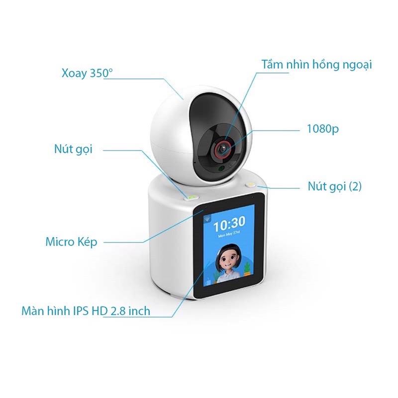 ￼Camera Wifi giám sát có màn hình C30 - gọi video trực tiếp - Siêu nét 2K 0