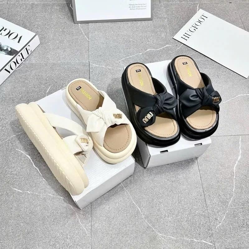 ( From to lùi size ) Dép nữ tai thỏ đế cao 5cm khóa Miu / khóa Thỏ xinh xắn - GiàY - Shoes DéP