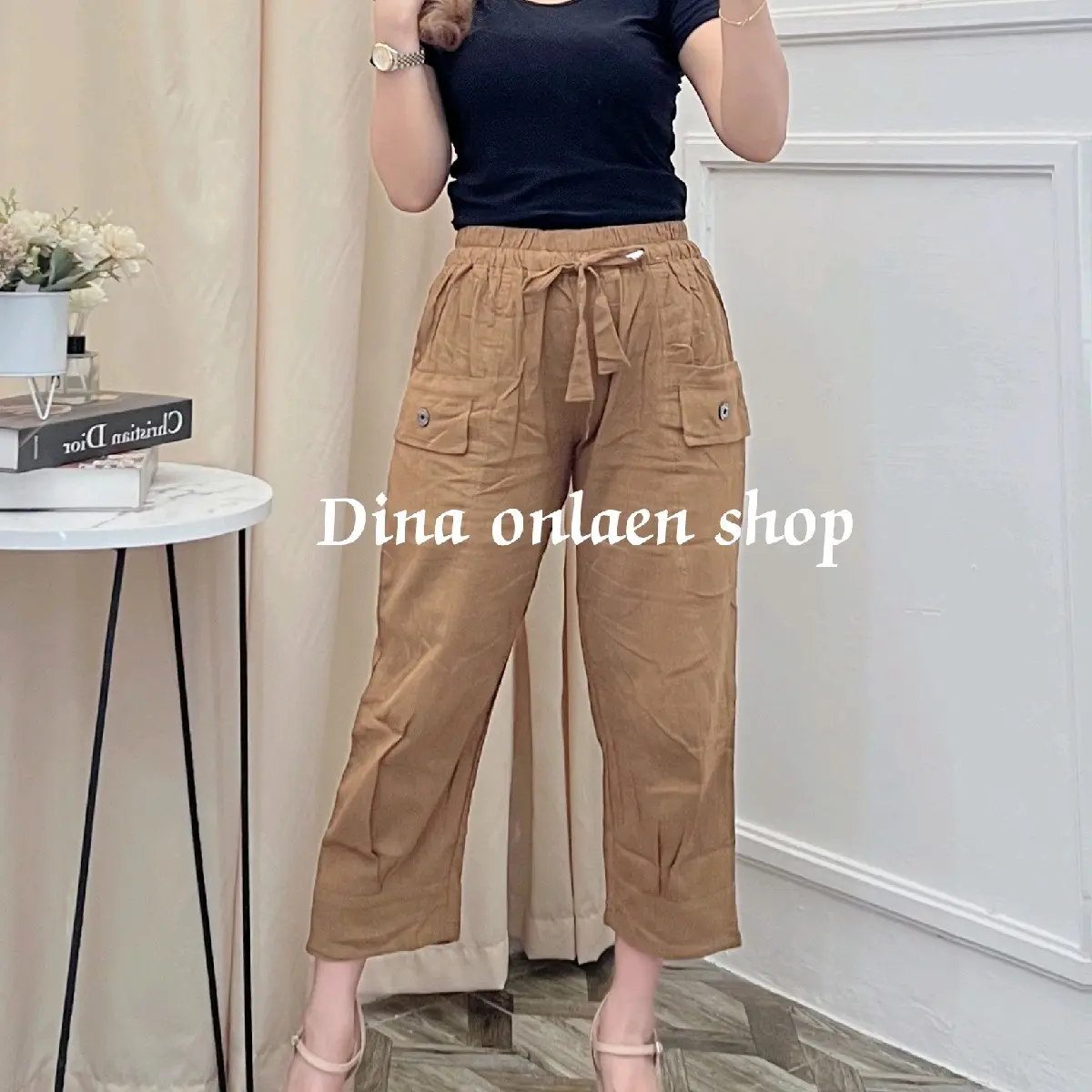 Celana Wanita Moza Pant Panjang  7/9 Standar  Katun Crinkle