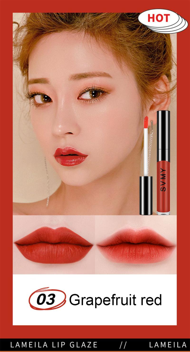 Product Introduction of 3PCS|SVMY Bright Charm Lip Glaze Grapefruit Red Matte eyebrow Pencil Black Eyeliner waterproof Beauty set 42