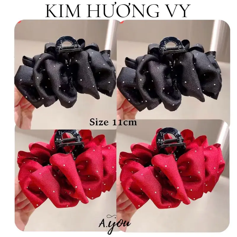 Kẹp Tóc Bồng Bềnh Đính Đá Dài 11cm Tiểu Thư Sang Trọng Thương Hiệu A.you