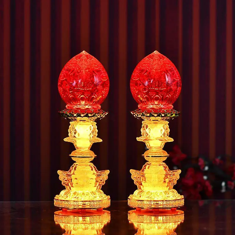 New Crystal Yuanbao Wealth God Lamp, Buddha Hall Wealth Attraction Lamp, Anti Candle Supply Lamp, Wealth God Lamp, LED Home Plug in Worship Lamp, Eternal Light Lamp Lighting candle  light Islamic LED Night